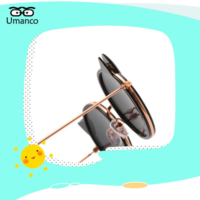 Umanco новые милые кошачьи уши круглые очки детские для детей металлическая рамка Объектив переменного тока модные брендовые пляжные дорожные аксессуары Подарки
