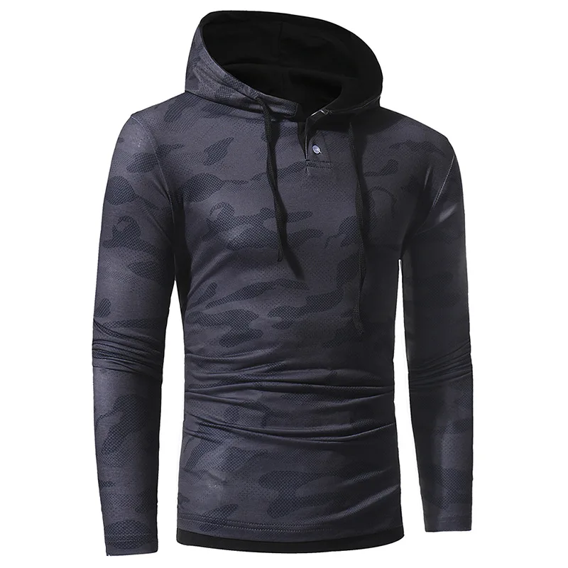 

2018 Spring And Autumn New Style Men Classic Camouflage Hooded Long Sleeve T Shirt Versitile Fashion Slim Fit Large Size Hoodie