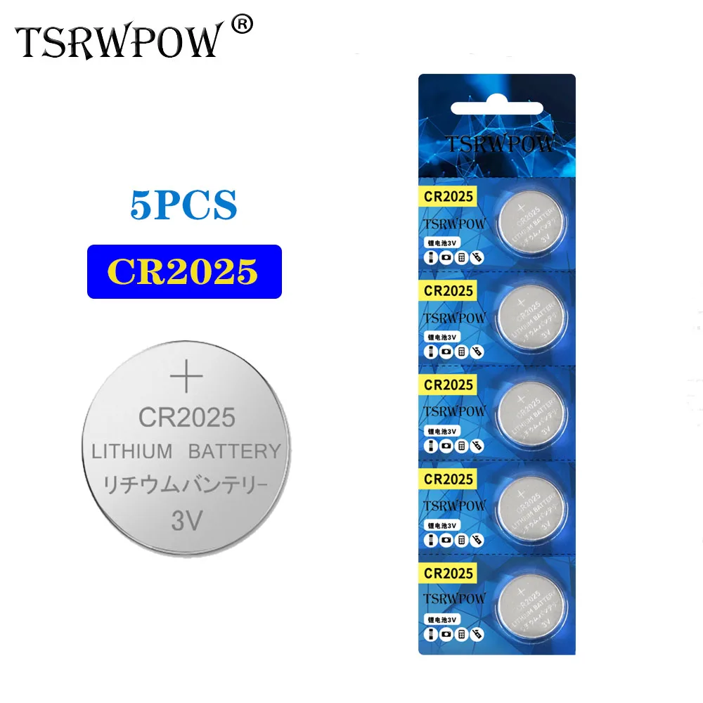 TSRWPOW 5шт./упак. CR2025 литиевая батарея DL2025 3v Кнопочная монетные батареи для часов