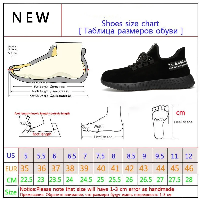 Безопасная обувь Для Мужчин's Сталь вставкой на носке; Рабочая обувь для мужчин и женщин работы дышащий износостойкий работы XS S M L XL XXL) красные, Всесезонная одежда