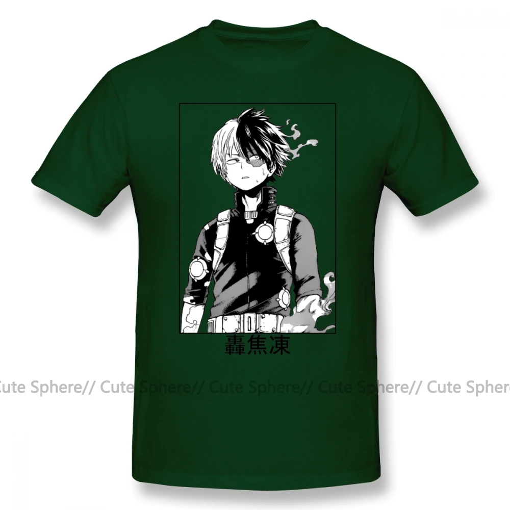 Deku футболка Todoroki Shoto футболка Милая футболка с графикой хлопок с коротким рукавом для мужчин большая модная футболка - Цвет: Dark Green