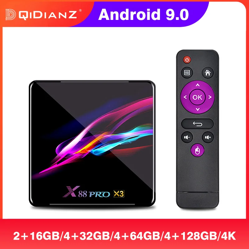 ТВ-приставка X88 Pro X3 Android 9 0 четырехъядерный Amlogic S905X3 1080p 4K Google Play 2 + 16 ГБ X88Pro |