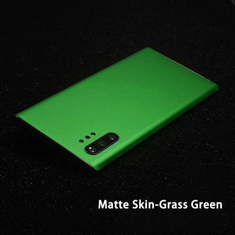 3D углеродное волокно/кожа/дерево скины Телефон задняя наклейка для SAMSUNG Galaxy Note 10 Plus Note 10 A60 A80 Прозрачный матовый стикер - Цвет: Matte Grass Green