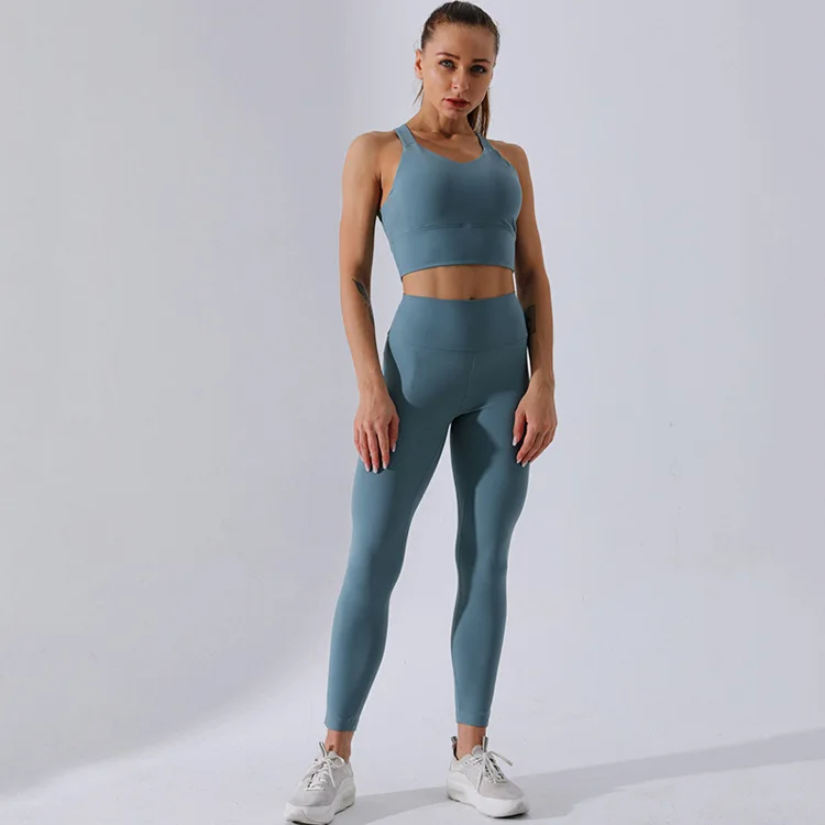 

New Style Beauty Back Wide-Strap Back Cross-Fitness Yoga Clothes Suit Joint Tight-Fit Athletic Pants Two-Piece Set