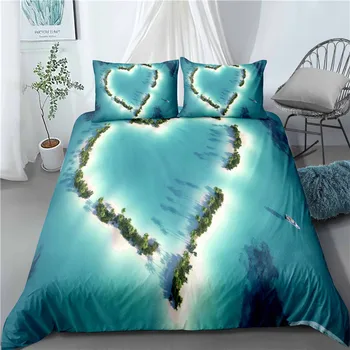 

Couple Tree Heart Ocean Bedding Set Bedroom Decor Lover Gift Valentine's Day Quilt Cover 1PC Duvet Cover with Pillowcase