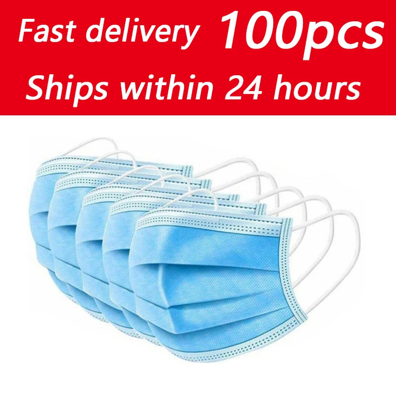 

100pcs Disposable Face Mouth Mask Nonwoven Masks Anti PM2.5 Hygiene Safety Protective Mouth Mask Mouth Face Masks