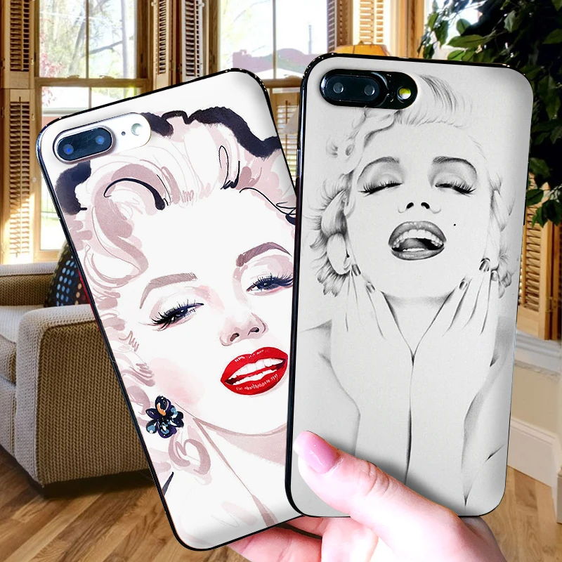 Роскошный черный чехол Marilyn Monroe для samsung Galaxy S7 Edge S8 S9 S10 PLUS NOTE 8 9 M10 20