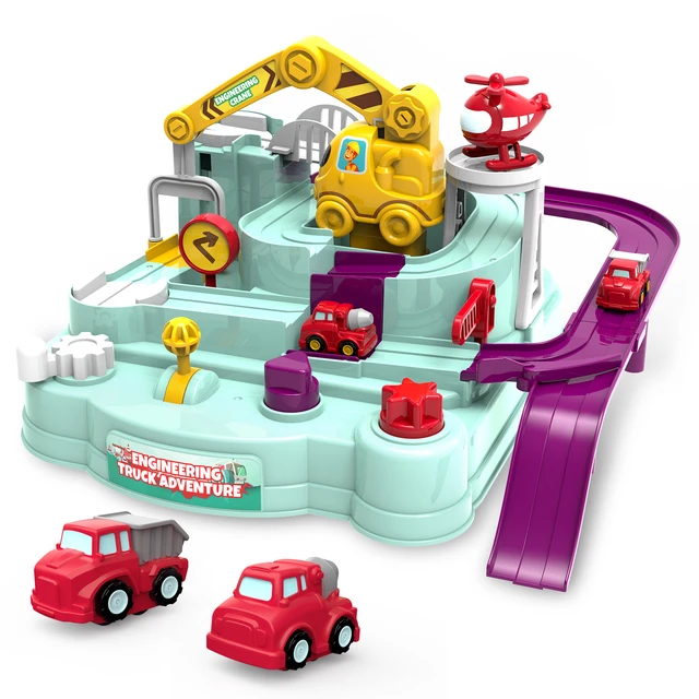 Carro de corrida ferroviário trem trilha brinquedos para crianças  montessori brinquedo educacional presentes corrida carros mecânica aventura  cérebro mesa jogo - AliExpress