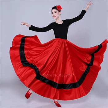 

Spanish Dance Costumes Classic Gypsy Dance Costume Flamenco Dress For Women Swing Skirts Bullfight Belly Performance 360/540/720