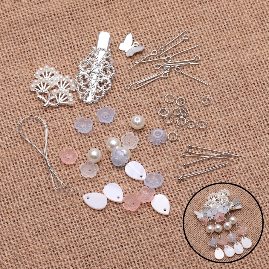 

SAUVOO DIY Brooch Material Accessories Sets Fashion Jewelry Findings Flower Pearl Tree Brooch Ball Pins Making Kits DIY Jewelry