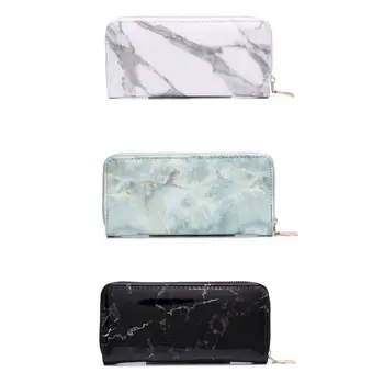 

Women Leather Clutch Long Marbelized Pattern Wallet Card Holder Phone Pouch Purs