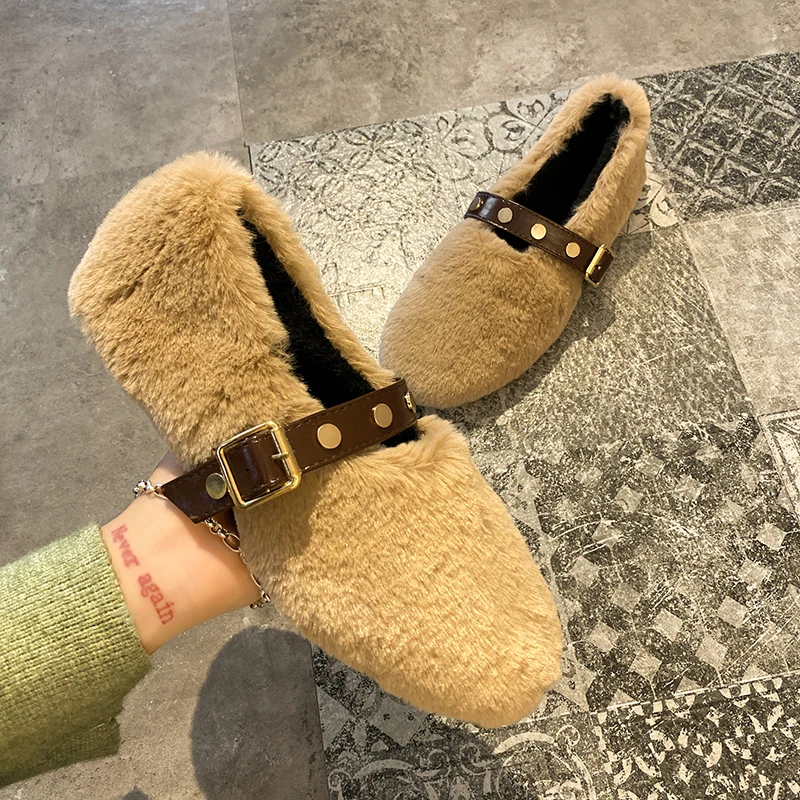 

Moccasin Shoes Casual Female Sneakers Round Toe 2019 Fashion Women's Shallow Mouth Loafers Fur Autumn All-Match Flats Moccasins