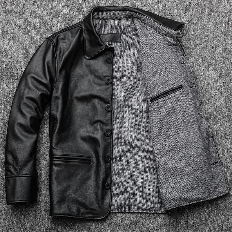 Новинка, брендовая мужская одежда, Jaqueta Masculina, мужская деловая куртка из натуральной кожи с отворотом, мужское однобортное пальто, блуза Moto Homme