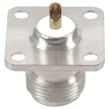 

N type female jack RF coax connector 4-hole panel mount with solder cup,silver