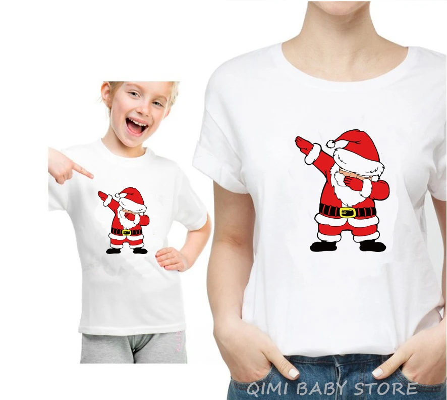 1 предмет, рождественские Семейные футболки с изображением Санта-Клауса для мальчиков и девочек, папы и мамы, одежда для рождественских праздников модная одежда для вечеринок, детские футболки