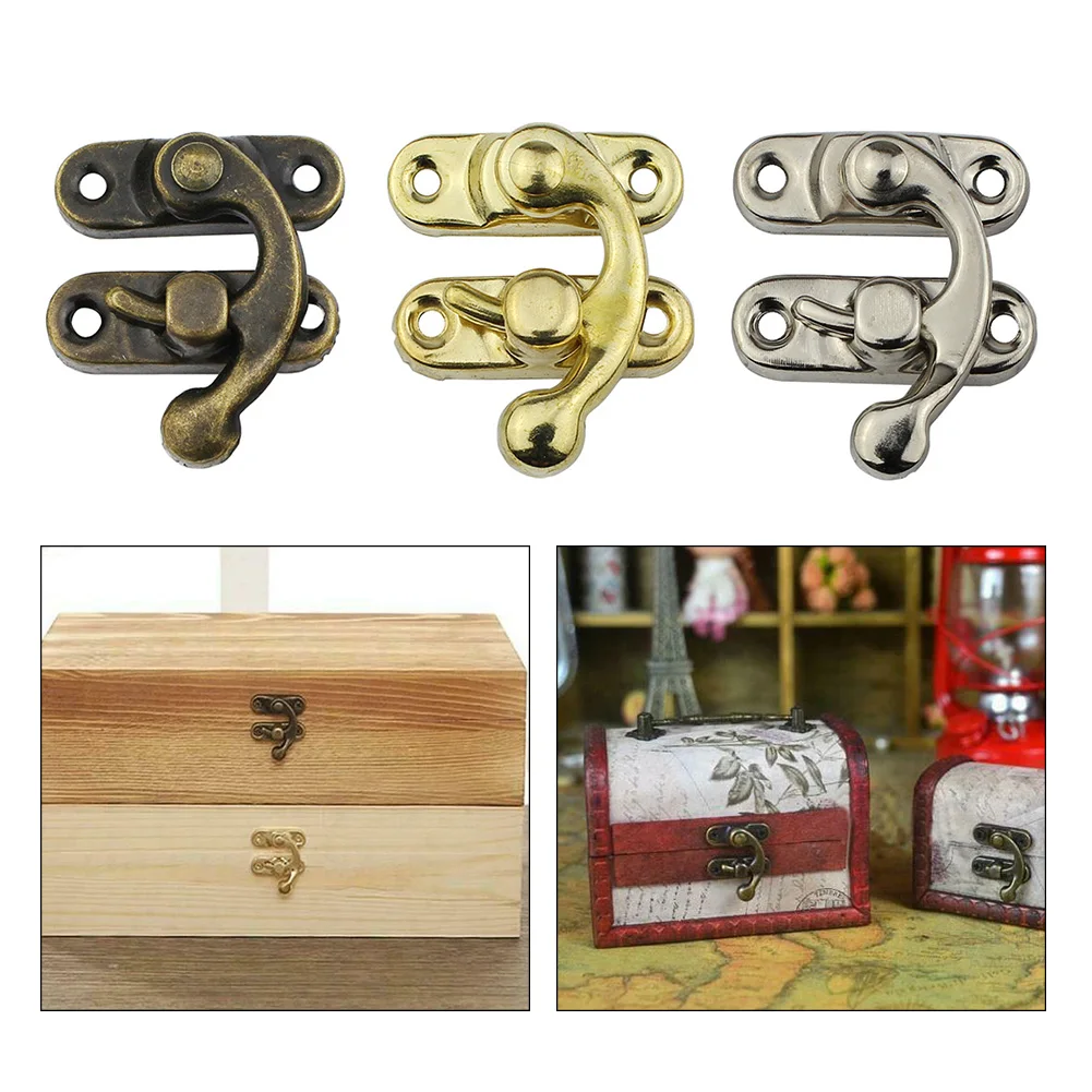

12Pcs Mini Antique Jewelry Chest Gift Wine Wooden Box Case Lock Toggle Latch Furniture Leather Handbag Suitcase Hasp Hook Locks