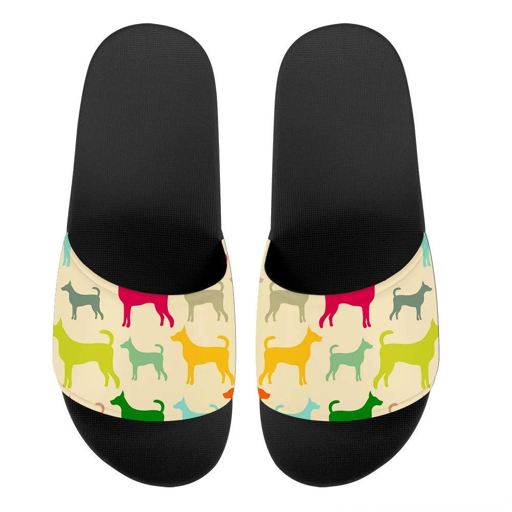 

Women's Slippers Silhouettes Dog Printed Shoes Bedroom Flip Flops Bathroom Non Slip Flat Sandals Beach Custom Pattern Slippers