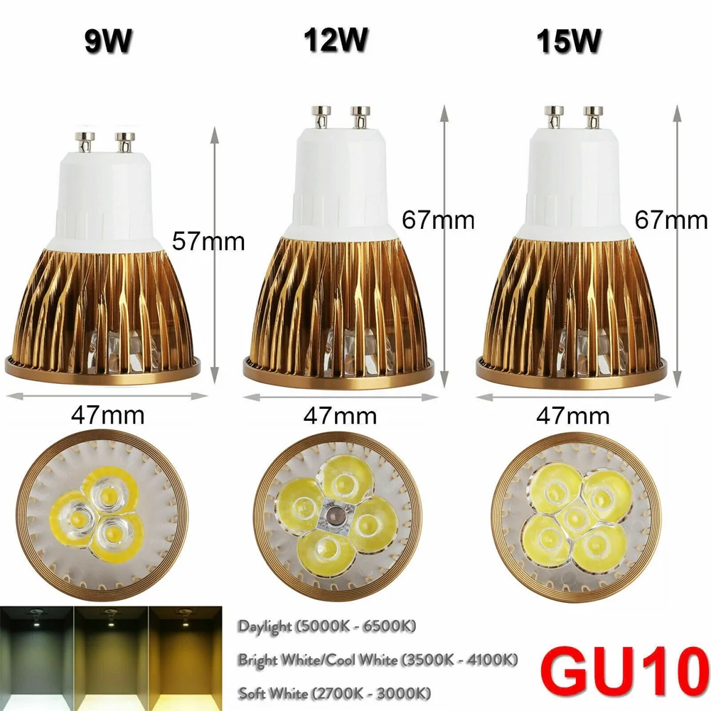 10pcs led 스포트 라이트 전구 램프 gu10 e12 b22 b15 e27 e14 mr16 dc 12 v 9 w 12 w 15 w 할로겐 램프 ac 85-240 v 램프 전구 교체