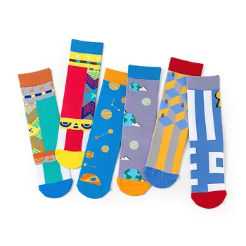 

High Socks Happy Women Cotton Woman Sox Planet Colorful Thin Sock Creative Ladies Comfortable Spring Autumn Trendy Lady Meias