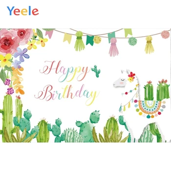 

Yeele Baby Birthday Kid Shower Cute Animal Alpaca Photography Backdrops Personalized Photographic Background For Photo Studio