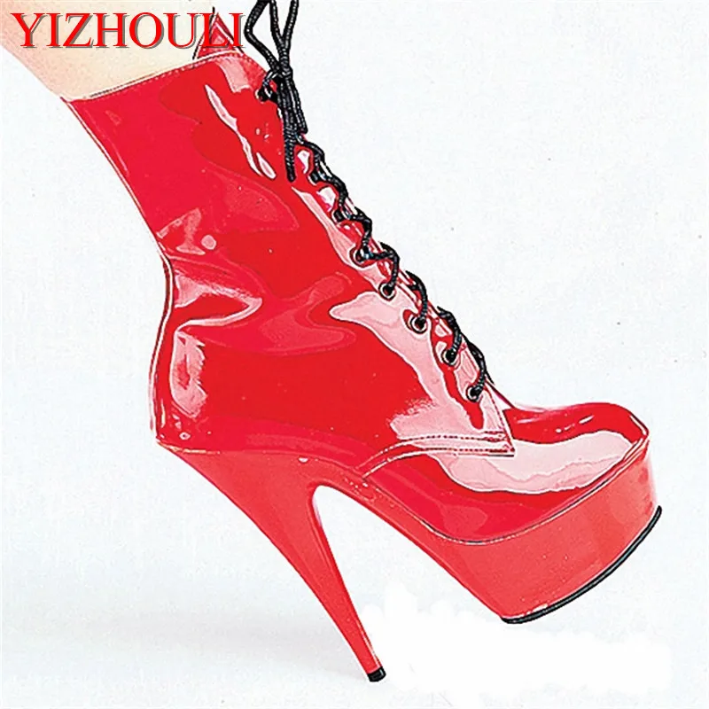 

6 inch classic short winter high heel ankle boots Stylish 15cm Platforms Boots cos player motorcycle boots Dance Shoes