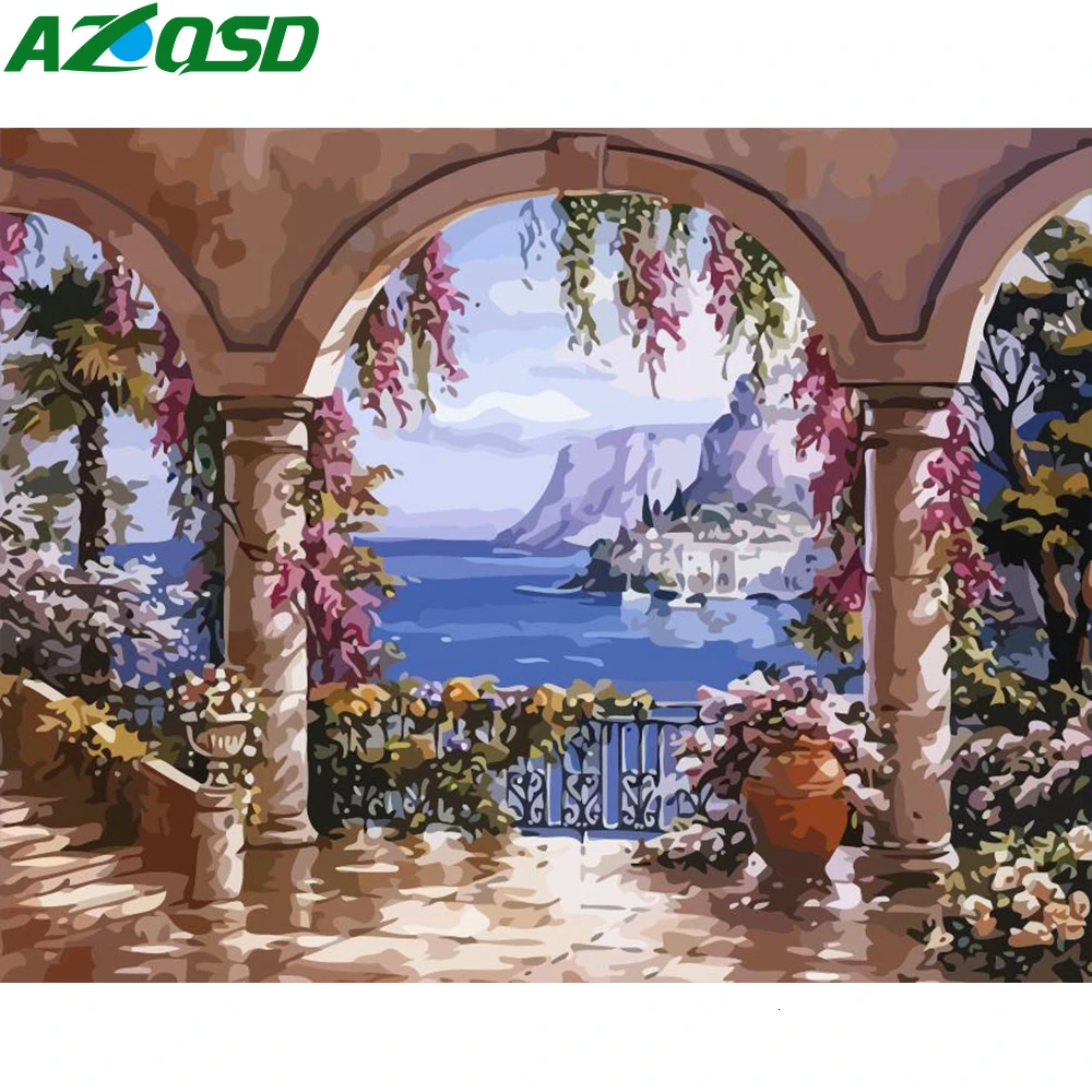 AZQSD DIY Краска для взрослых по номерам подарок ручной работы Раскрашивание на