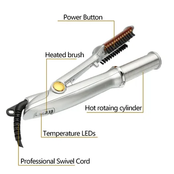 

Professional Hair Straightening Iron Curling Iron Straightener/Curler Styler 2 In 1 Multi Hair Styling Tool Flat Brush Iron With