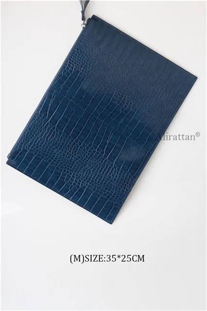 Alirattan New Python Leather Envelope Bag Women Daily Makeup Clutch Purse Soft Pouch Casual Wallet Hot Selling Banquet Clutch - Цвет: Croc Blue(M)