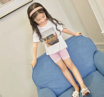 

Summer Above Knee Length Pants baby girl clothes girl Leggings Cute kids Trousers Lace Colorful Girls Bud silk Pants