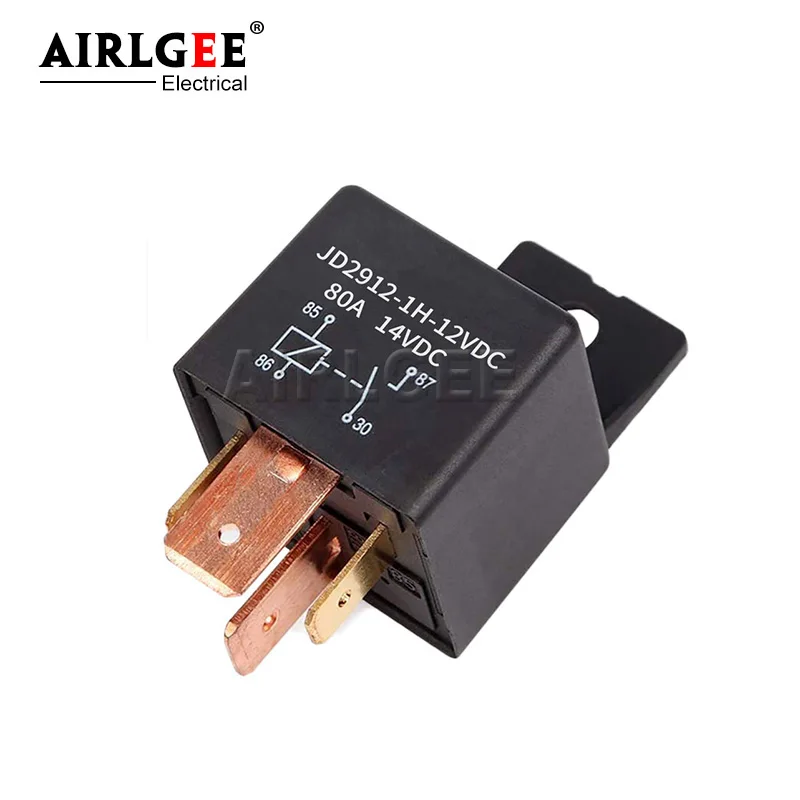 smseace 2PCS DC 12V 80A 4PIN SPST Electrical Relay 5 Wire Used for Automotive Truck Motor JD2912-1H-12VDC 80A 14VDC Normally Open Relays JDC-4p-12v-80A-2PCS