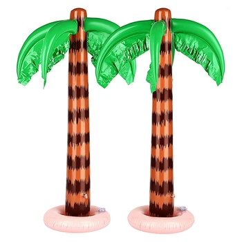 

2Pcs 35 Inch Outdoor Inflatable Green Coconut Tree Giant Coconut Tree Beach Background Pvc Inflatable Palm Tree Hawaiian Party D