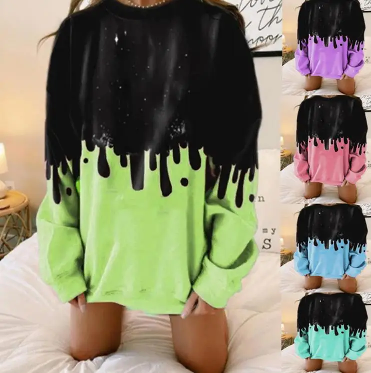 

Winter Autumn Women Printing Sweatshirts Loose Tops Christmas Clothes Fashion Ladies Long Sleeve O-Neck Pullover Top Clothing