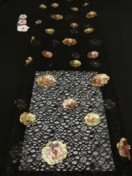 

2020 Latest African Lace High Quality African French net Tulle Lace Fabric with Sequins embroidery For African Wedding FJYU11