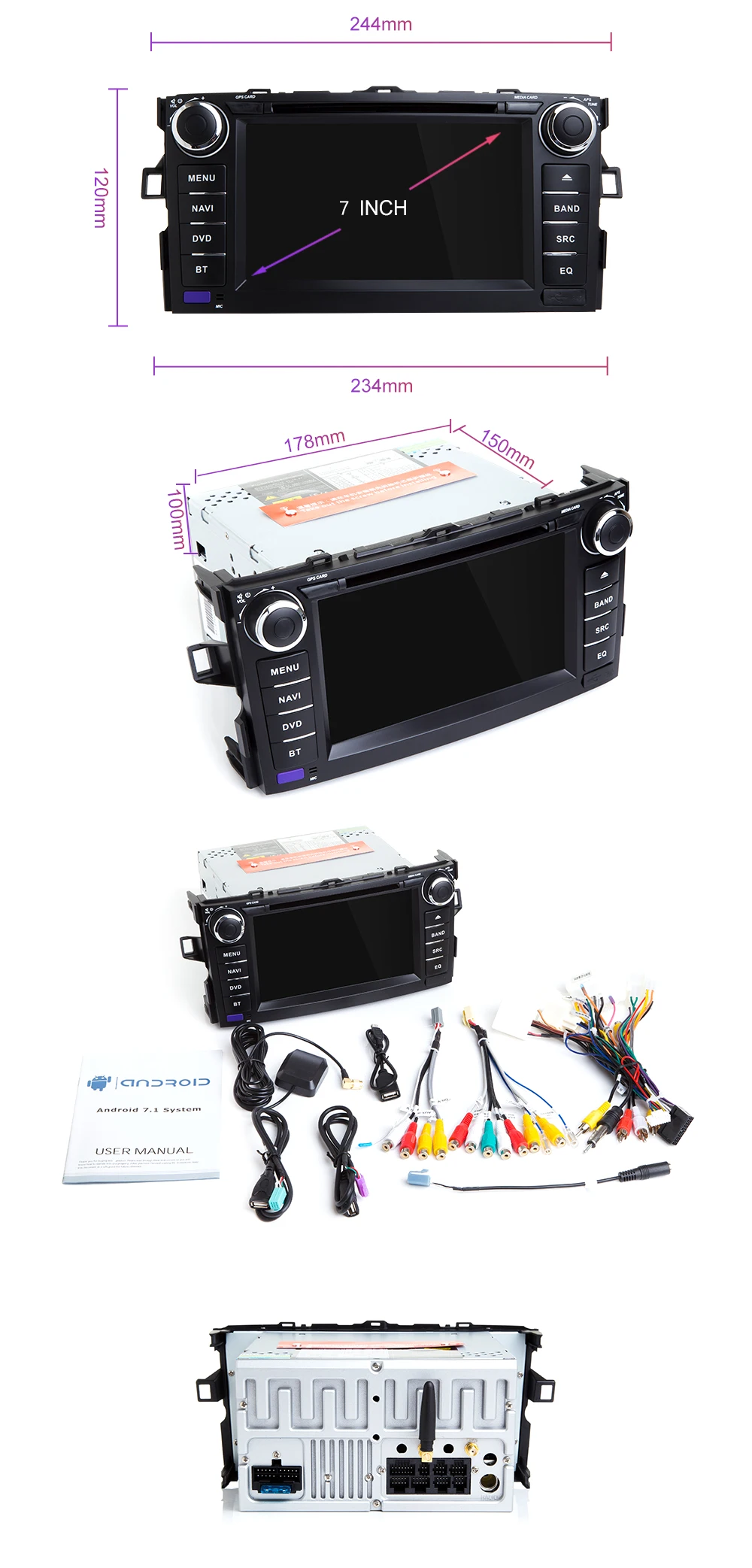 DSP ips 2 Din Android 9,0 автомобильный dvd-плеер для TOYOTA AURIS Altis COROLLA 2012 2013 радио gps навигационная система Мультимедиа 4G 64G