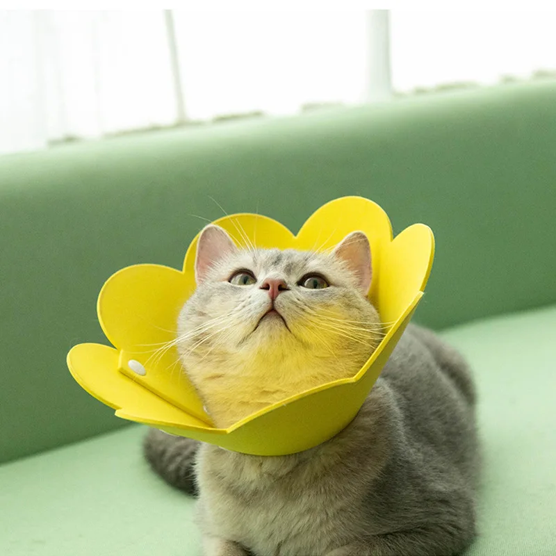 Sunflower Shaped Cat Protective Collar Adjustable Recovery Collars For Kitten Puppy Anti-bite Healing Wound Protect Neck Circle | Дом и сад