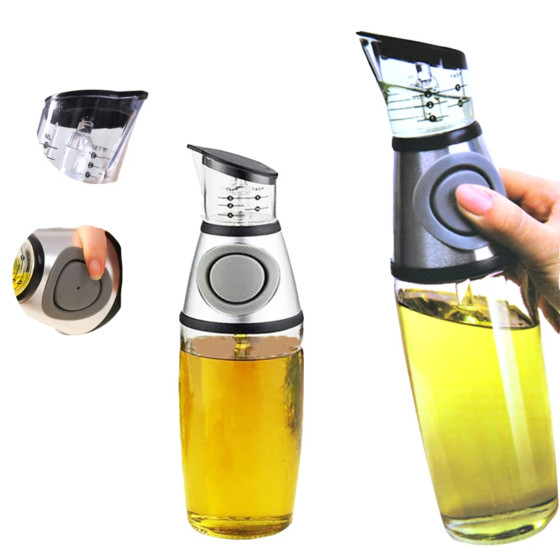 

250ml/500ml Metering Oil Bottle Press Type Healthy Oil Control Bottle Kitchenware Press Measurement Oil Container Kettle Cup