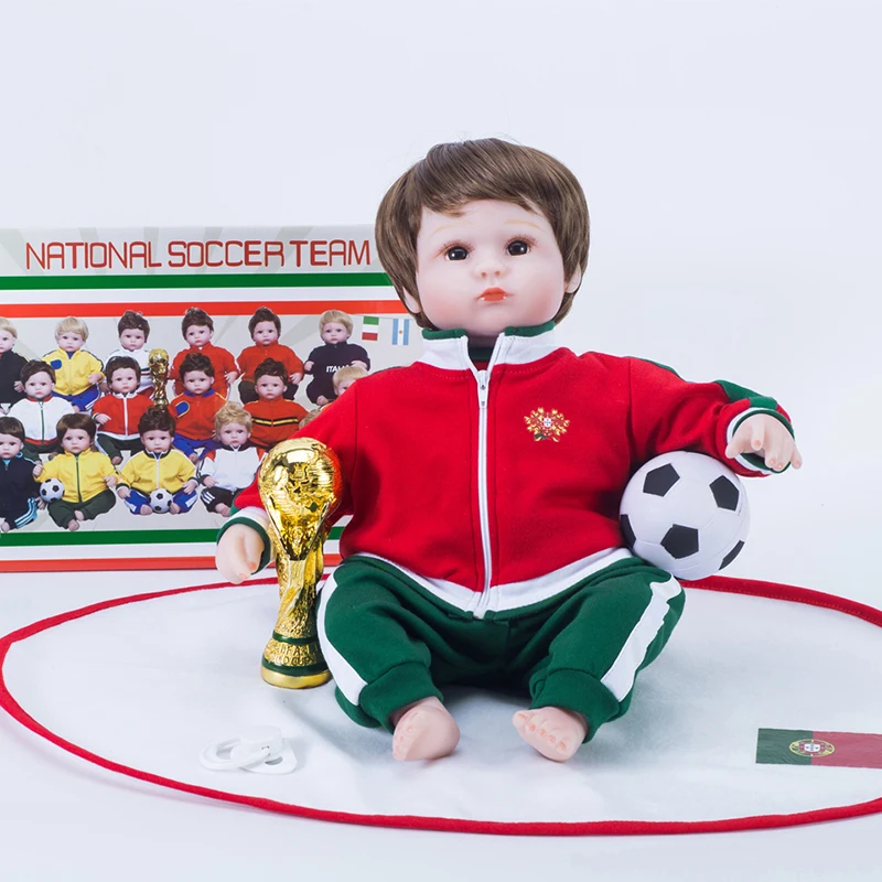 18 дюймов bebe reborn куклы силиконовые bonecas футбол Реалистичная кукла Португалия| |