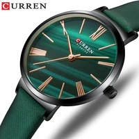 CURREN Creative Simplicity Women Watch Genuine Leather Elegant Women Watches Ladies Business Wristwatch Green