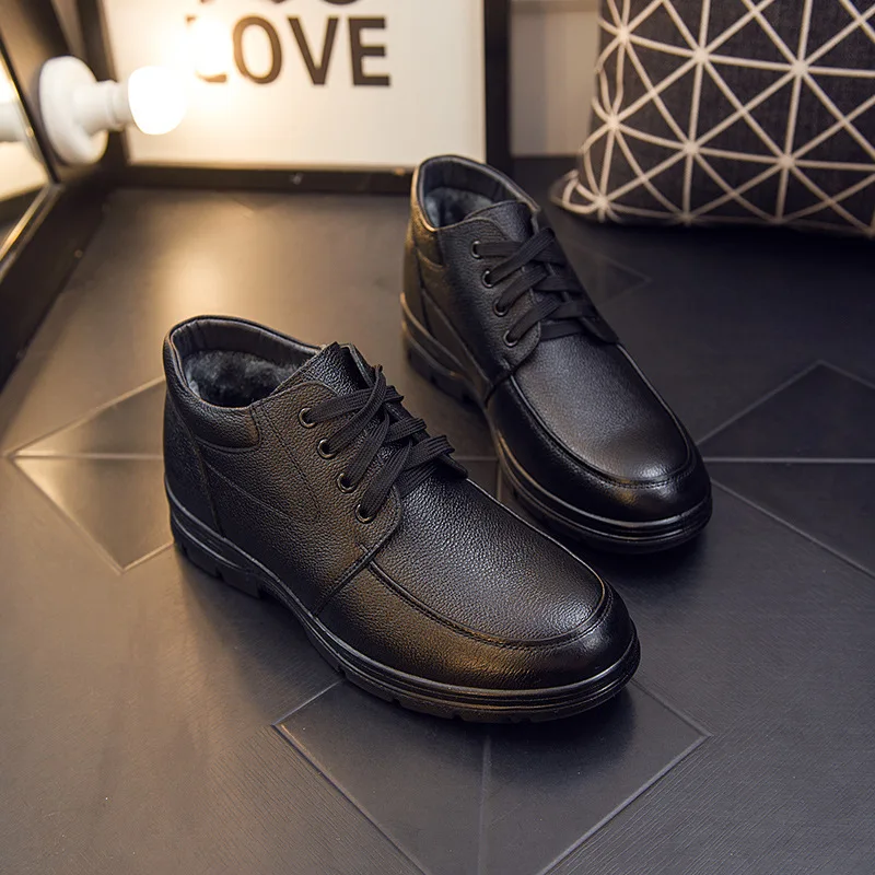 

Shoes Dad Cotton-padded Shoes Winter MEN'S Leather Shoes plus Velvet Warm Anti-slip Middle-aged Men's Cotton Boots Casual Shoes