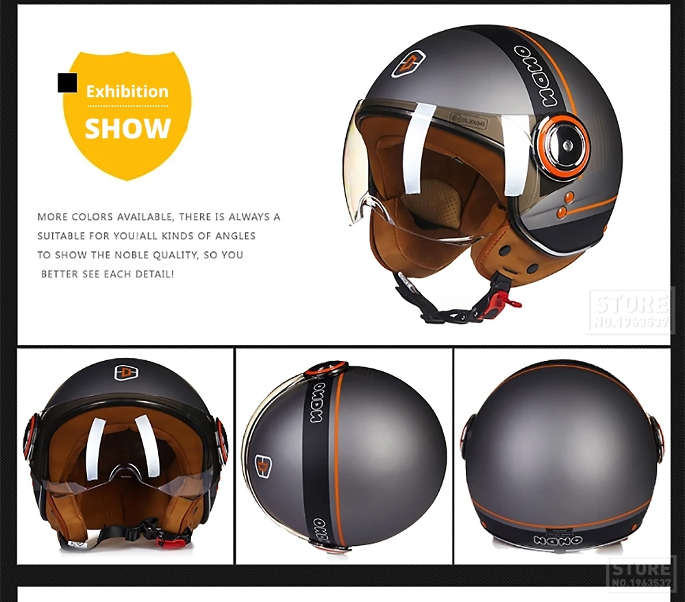 rosto aberto, capacete moto retrô, scooter de verão, motocicleta, 110B