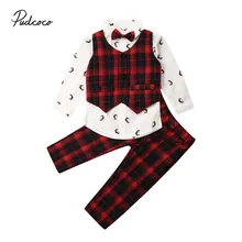 Брендовый костюм из 3 предметов для маленьких мальчиков Джентльменский жилет+ штаны+ рубашки детская одежда осенняя школьная форма для мальчиков, комплекты для вечеринок