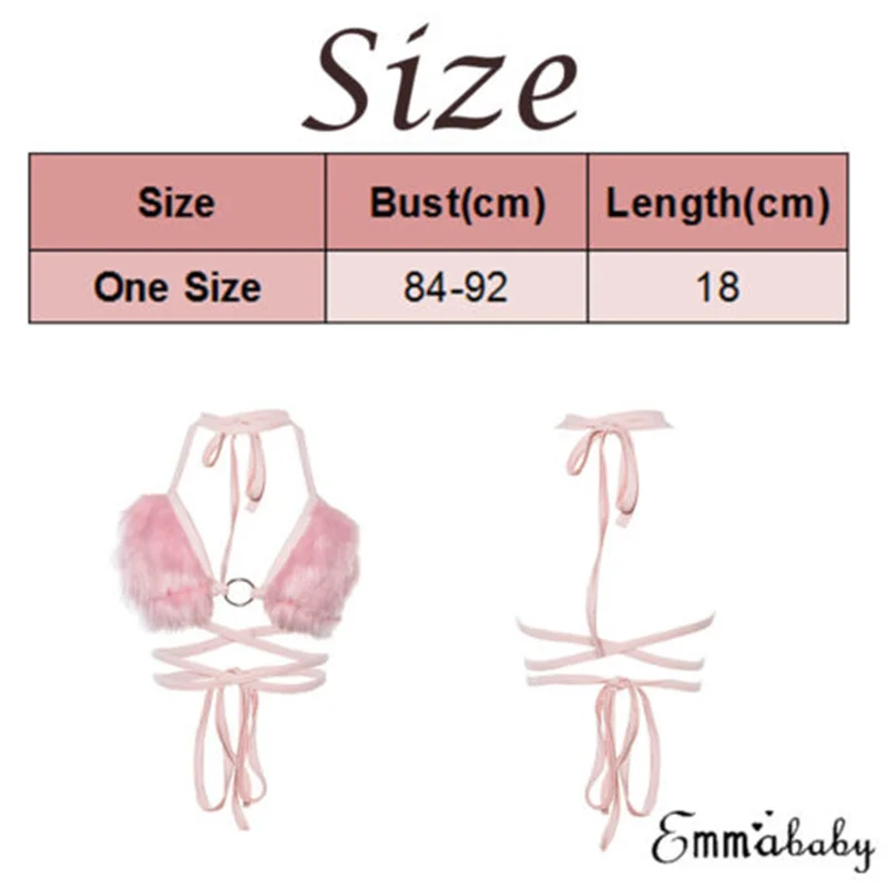 Sexy Women Fur Bras Pink Color Ladies Crop Top Ladies Underwear