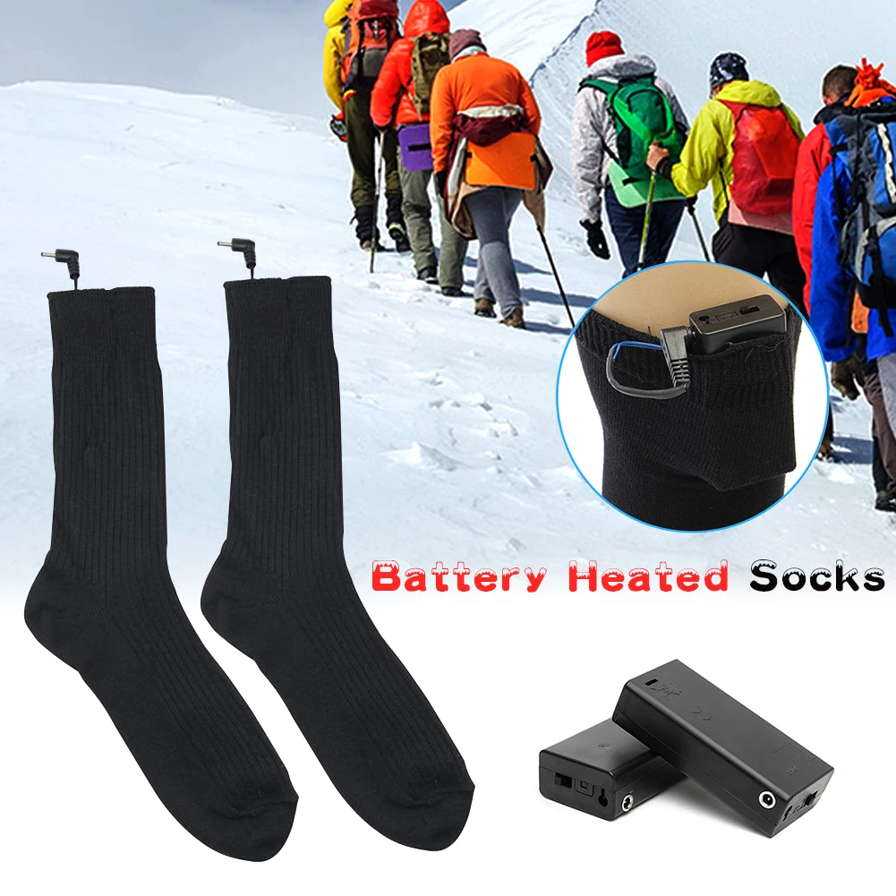 Electric Heated Socks Winter Battery Powered Comfortable Knee Foot Warmer Toes Back Heating Area Thermal Sport Warming Socks for Men Women Outdoor Activities Skiing Hiking 