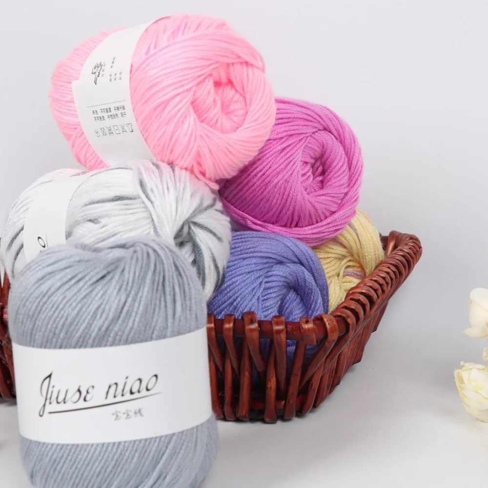 

1PC 50g Chunky Colorful Hand Knitting Baby Milk Cotton Crochet Knitwear Wool High Quality Warm DIY Knit Blanket Crochet Yarn L*5