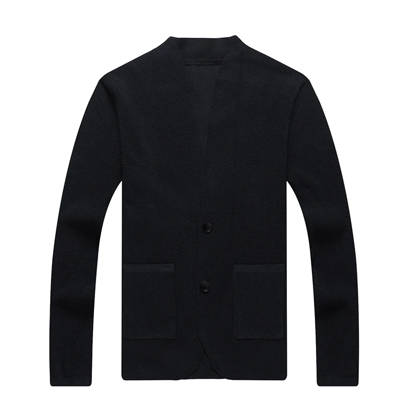 Мужской плотный вязаный кардиган осенне зимний теплый двубортный свитер с