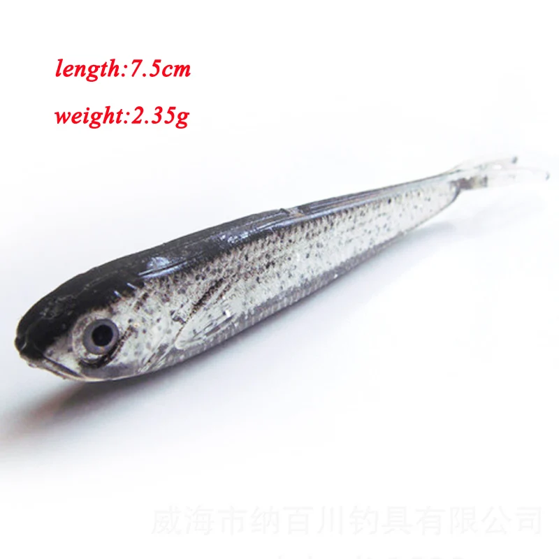 POETRYYI Soft Lure 75mm 2.35g Silicone Swimbaits isca Artificial Worm Soft Bait Fish Wobblers Bass Carp Flying Fishing Lure
