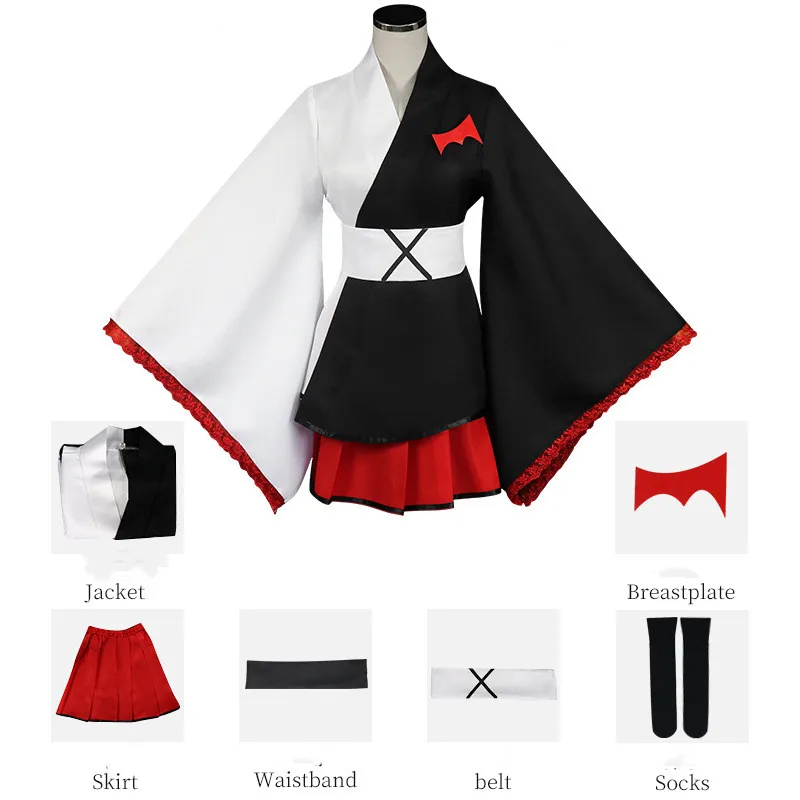 

Danganronpa-monokuma cosplay costume kimono set top belt carnival accessories Halloween set