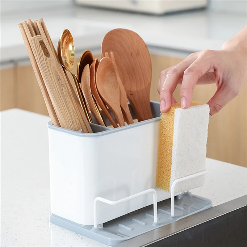 Kitchen Utility Dish Drainer Double Layer Drain Dish Drying Rack Divided  The Grid Dish Rack Card Slot Design Cutlery Holder - AliExpress