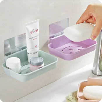 

Seemless Adhesive Wall Hangers Soap Box Toilet Water Draining fragrant zao jia Bathroom Cartoon Soap Holder Soap Dish Soap Holde