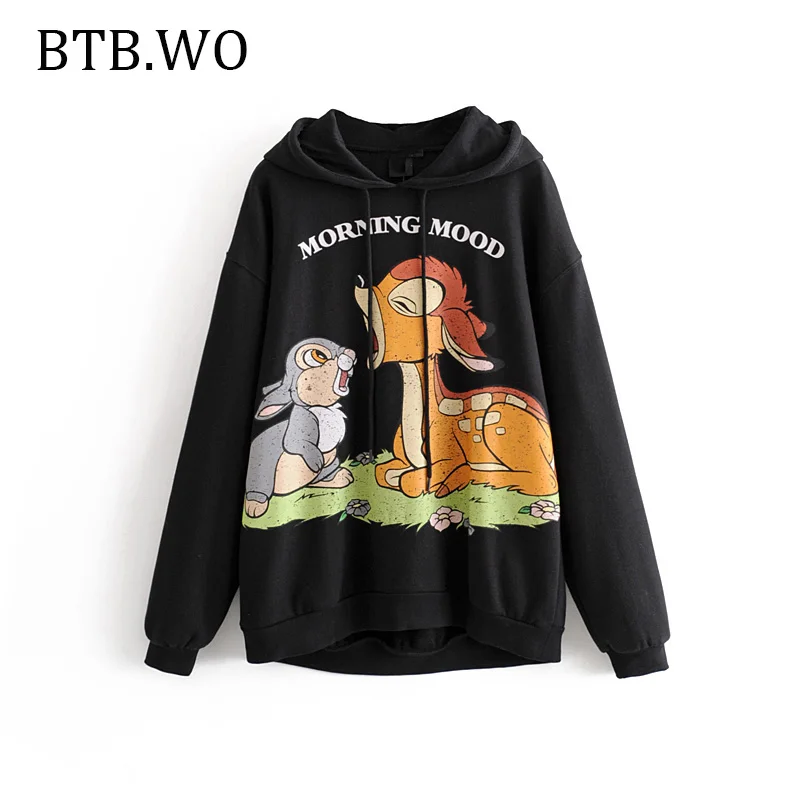 BTB. WO Женская толстовка с мультяшным принтом, женская повседневная куртка, толстовка для бега, свободные модные толстовки для женщин, s пуловер, куртка